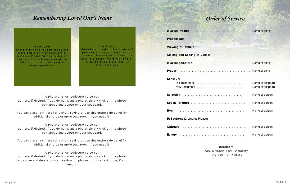 Serenity Funeral Booklet Template.