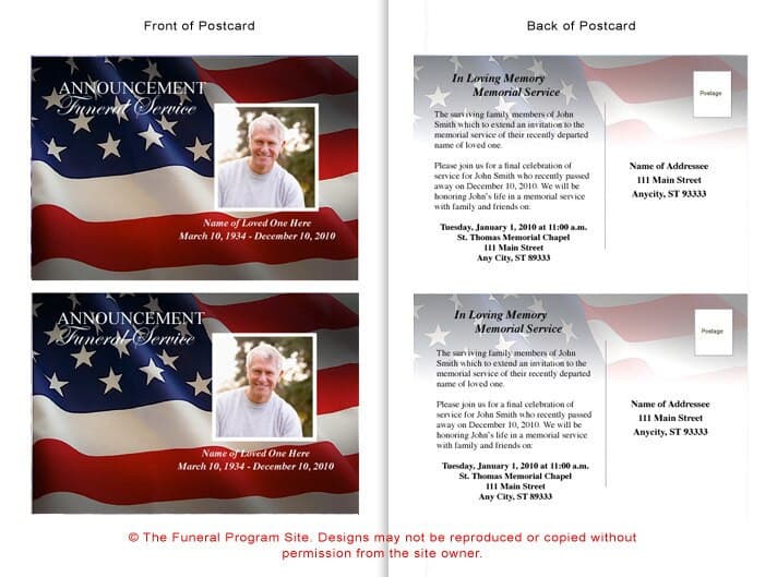 US Flag Funeral Announcement Template.