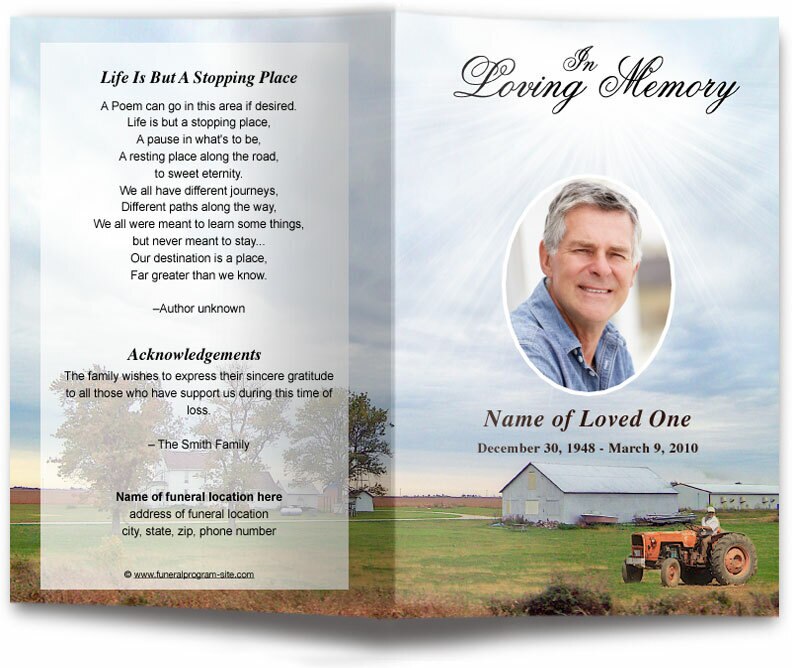 Farm Funeral Program Template.