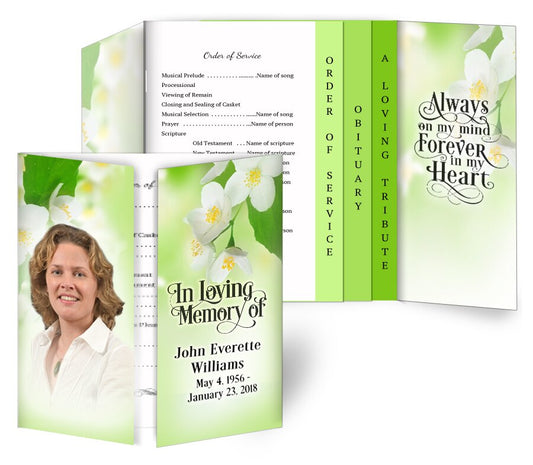 Blossoms Gatefold-Graduated Combo Funeral Program Design & Print (Pack of 50).