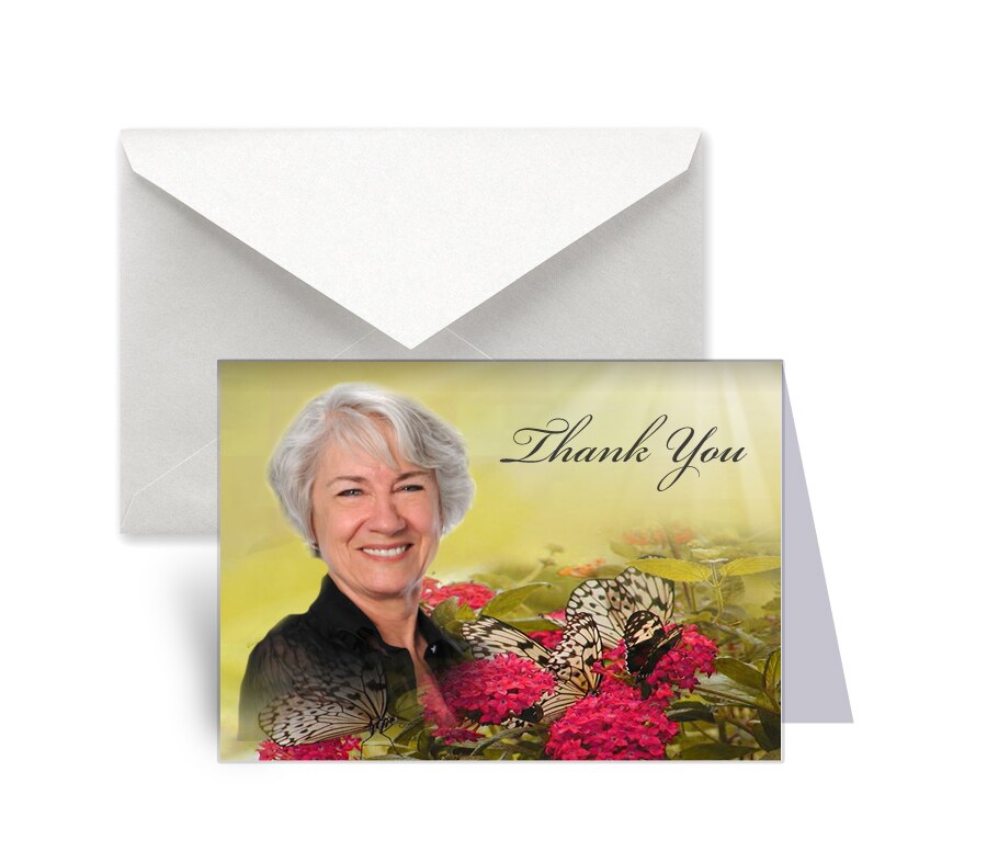 Bouquet Funeral Thank You Card Design & Print (Pack of 50).
