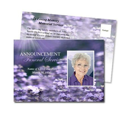 Lilac Funeral Announcement Template.