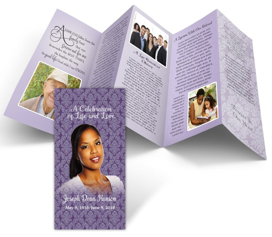 Primadonna Accordion Fold Funeral Program Design & Print (Pack of 25).