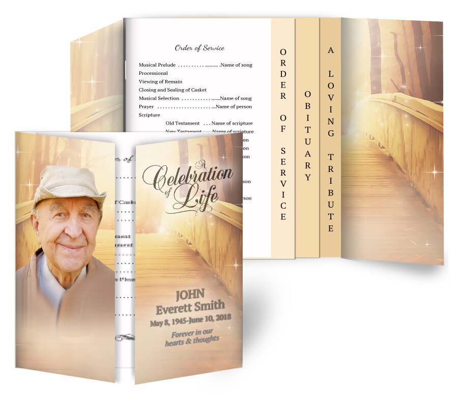 Crossing Gatefold-Graduated Combo Funeral Program Design & Print (Pack of 50).