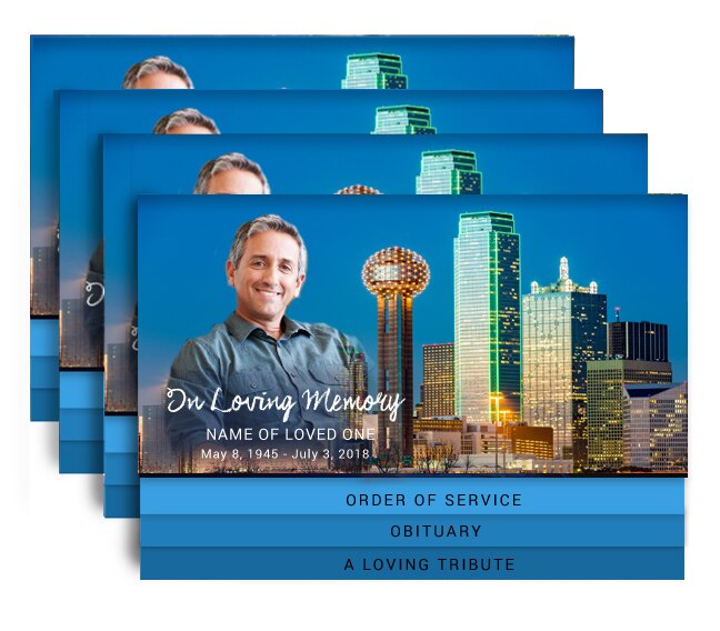 Dallas 8-Sided Graduated Bottom Funeral Program Design & Print (Pack of 50).
