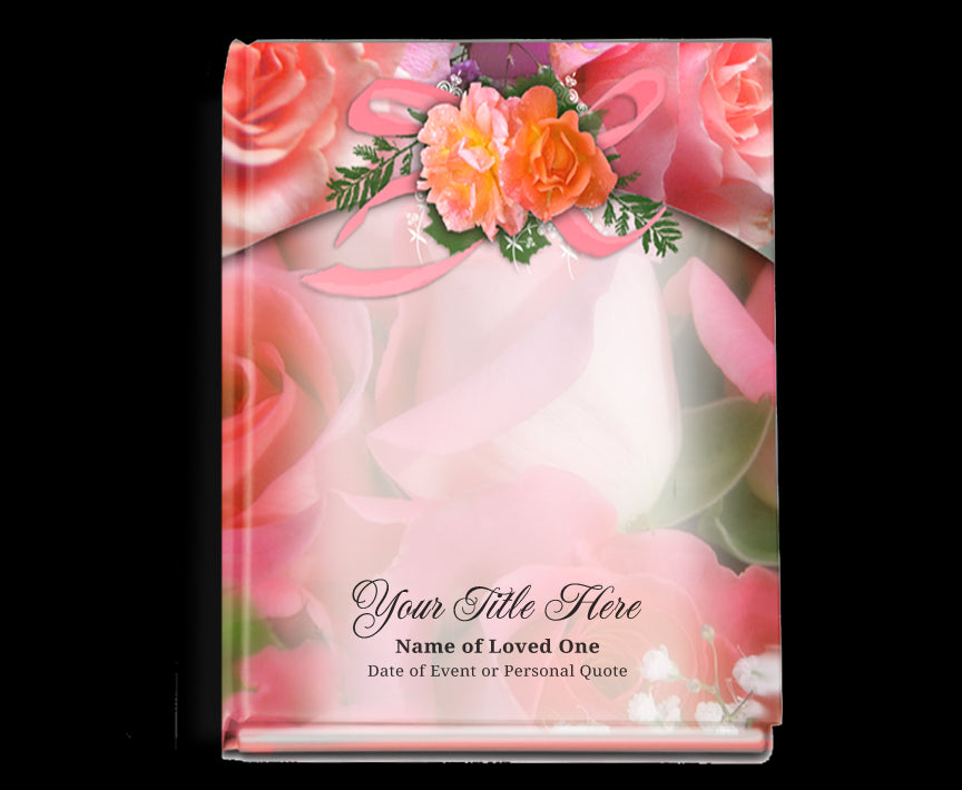 Rosy Perfect Bind Memorial Funeral Guest Book.