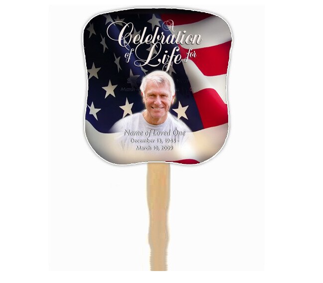 US Flag Personalized Hour Glass Memorial Fan (Pack of 10).