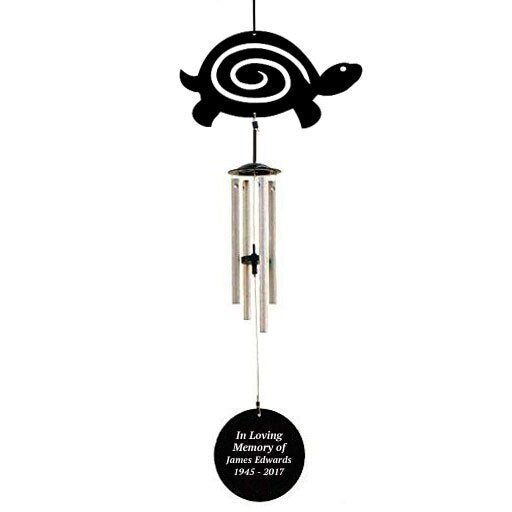 Personalized Turtle Silhouette In Loving Memory Memorial Wind Chime.