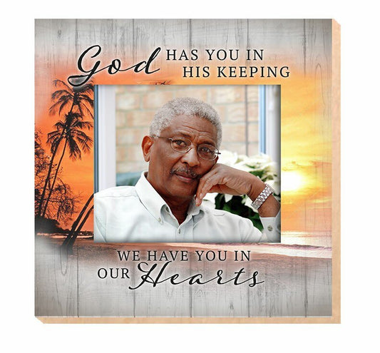 In His Keeping Memorial Photo Printed On Wood - The Funeral Program Site