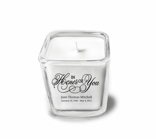 In Honor of You Glass Cube Memorial Candle - The Funeral Program Site