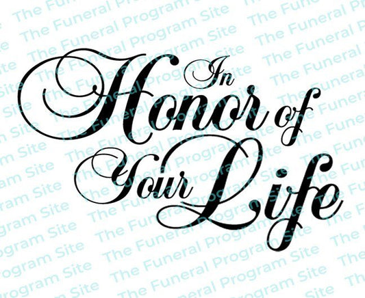In Honor of Your Life Funeral Program Title - The Funeral Program Site