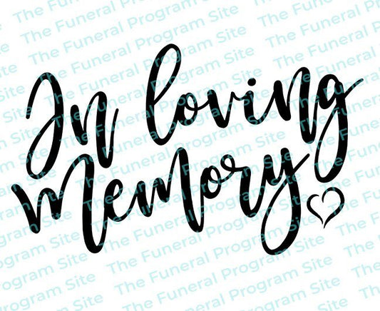 In Loving Memory Heart Funeral Program Title - The Funeral Program Site
