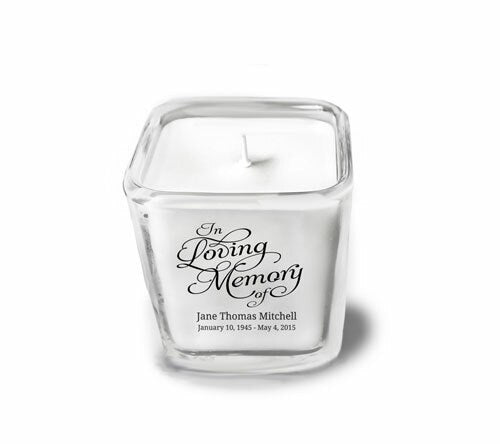 In Loving Memory Personalized Glass Cube Memorial Candle - The Funeral Program Site