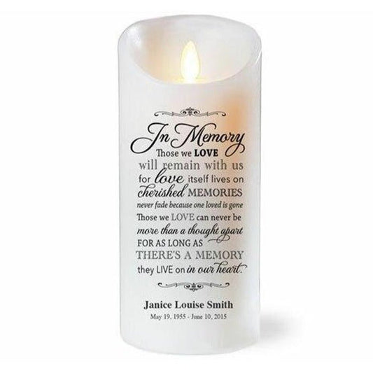 In Memory Dancing Wick LED Personalized Memorial Candle - The Funeral Program Site