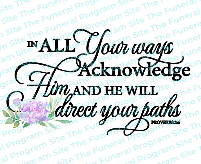 In All Your Ways Bible Verse Word Art.