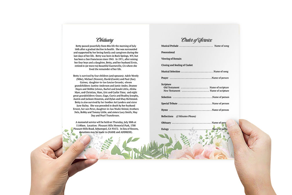 Blooms Funeral Program Template (Easy Online Editor)