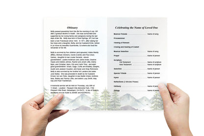 Pinetrees Funeral Program Template (Easy Online Editor)