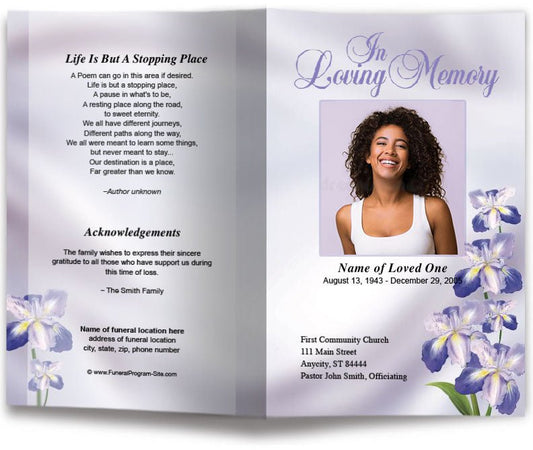 Iris Funeral Program Template - The Funeral Program Site