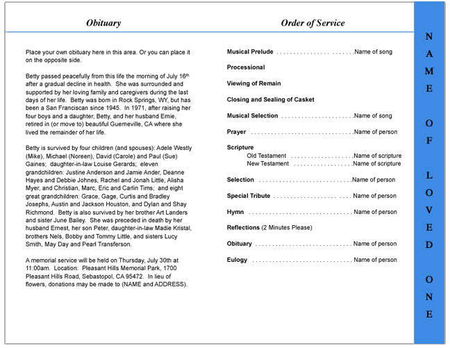Jazz 4 - Sided Graduated Funeral Program Template - The Funeral Program Site