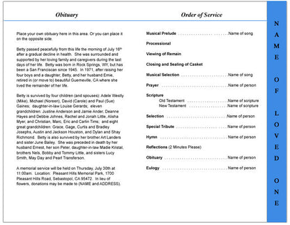 Jazz 4 - Sided Graduated Funeral Program Template - The Funeral Program Site