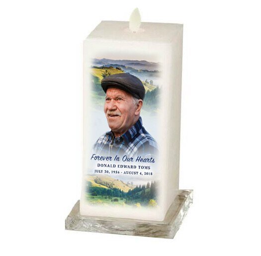 Landscape Square Dancing Wick LED Memorial Candle - The Funeral Program Site