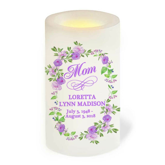 Lavender Personalized Flameless LED Memorial Candle - The Funeral Program Site
