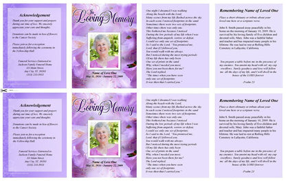 Lavender Small Memorial Card Template - The Funeral Program Site