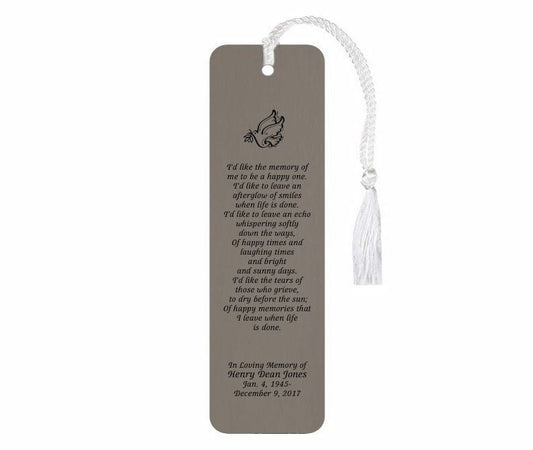 Leatherette Memorial Poem Bookmark Afterglow - The Funeral Program Site