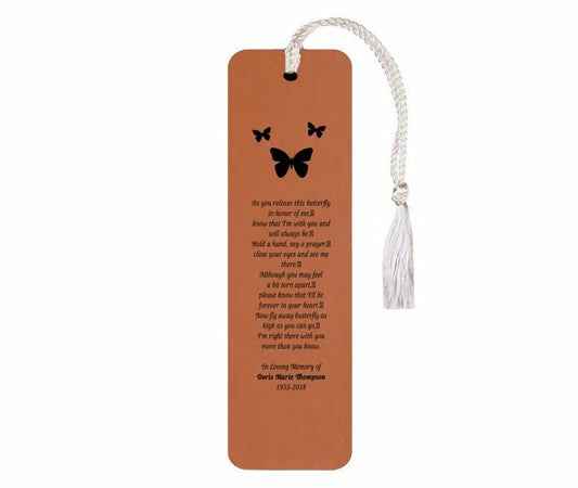 Leatherette Memorial Poem Bookmark Butterfly Release - The Funeral Program Site