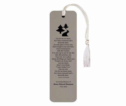 Leatherette Memorial Poem Bookmark Cry For Me No More - The Funeral Program Site
