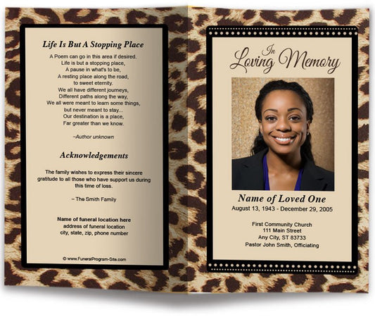 Leopard Funeral Program Template - The Funeral Program Site