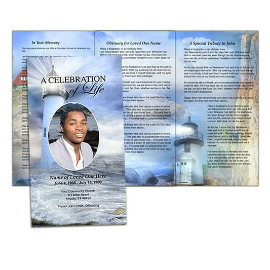 Lighthouse TriFold Funeral Brochure Template.