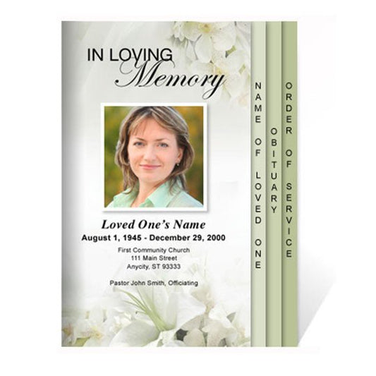 Lily 8 - Sided Funeral Graduated Program Template - The Funeral Program Site