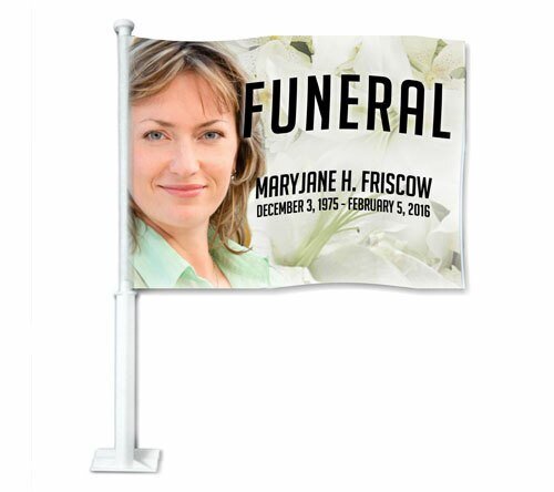 Lily Funeral Car Flag and Pole - The Funeral Program Site