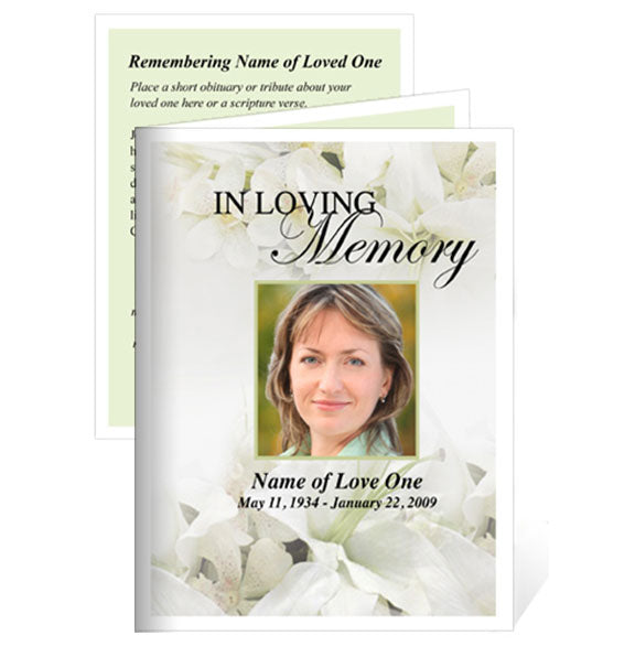 Lily Small Memorial Card Template.