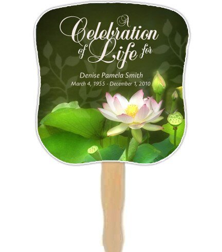 Lotus Cardstock Memorial Fan With Wooden Handle (Pack of 10) - The Funeral Program Site