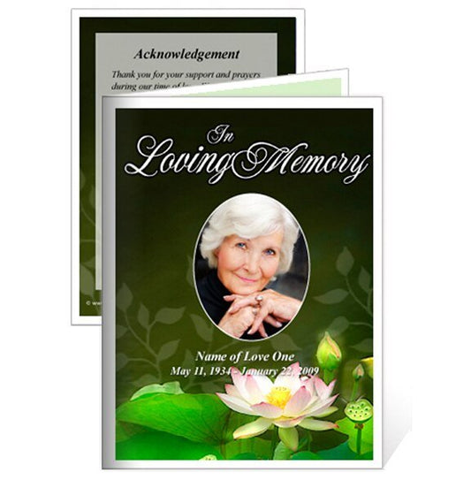 Lotus Small Memorial Card Template - The Funeral Program Site