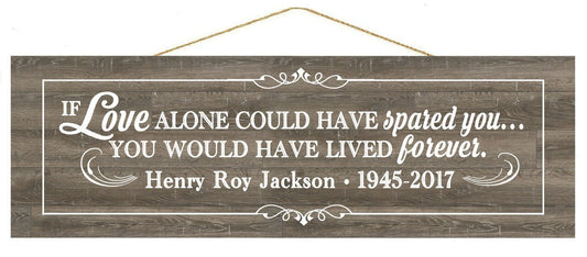 Love Spared Personalized Custom Memorial Wood Sign - The Funeral Program Site