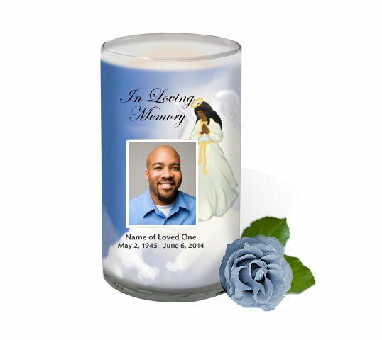 Lovely Angel Personalized Glass Memorial Candle - The Funeral Program Site