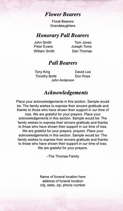 Lovely TriFold Funeral Brochure Template - The Funeral Program Site