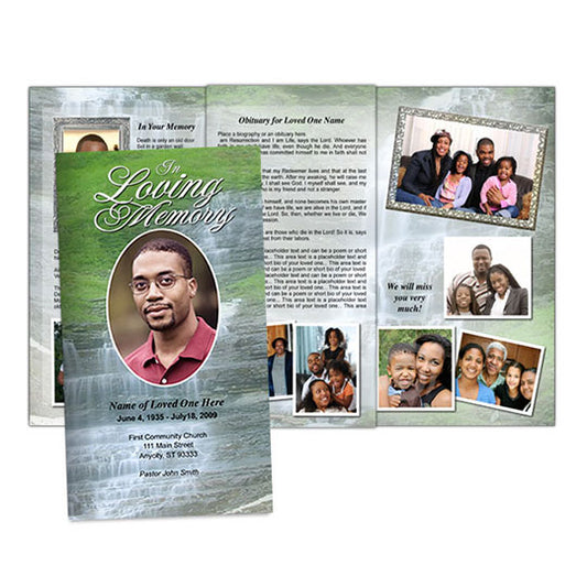 Majestic TriFold Funeral Brochure Template.