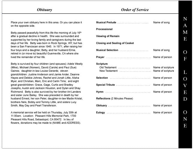 Memoria 4 - Sided Graduated Funeral Program Template - The Funeral Program Site