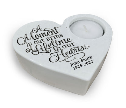 A Moment Stone Heart Memorial Tea Light Candle Holder