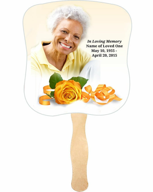 Memory Cardstock Memorial Fan With Wooden Handle (Pack of 10) - The Funeral Program Site