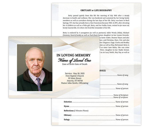 Minimalistic Greeting Card Style Google Docs Funeral Program Template - The Funeral Program Site