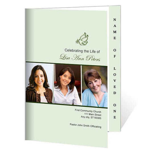 Modern Dove 4 - Sided Graduated Funeral Program Template - The Funeral Program Site