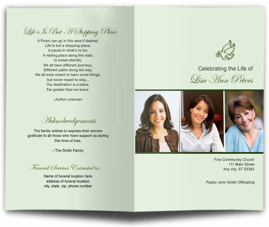 Modern Dove Funeral Program Template - The Funeral Program Site