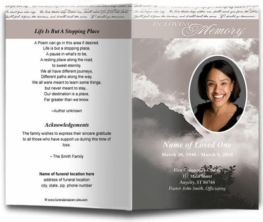 Mountain Funeral Program Template - The Funeral Program Site