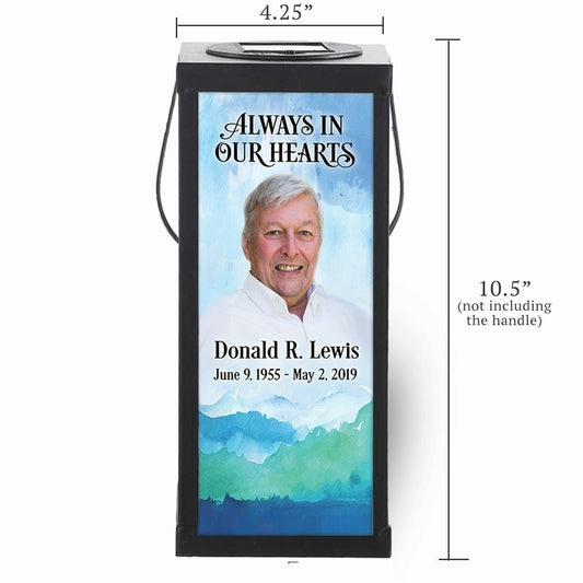 Mountains Solar Powered Photo Memorial Lantern - The Funeral Program Site