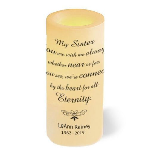 My Sister Personalized Flameless LED Memorial Candle - The Funeral Program Site